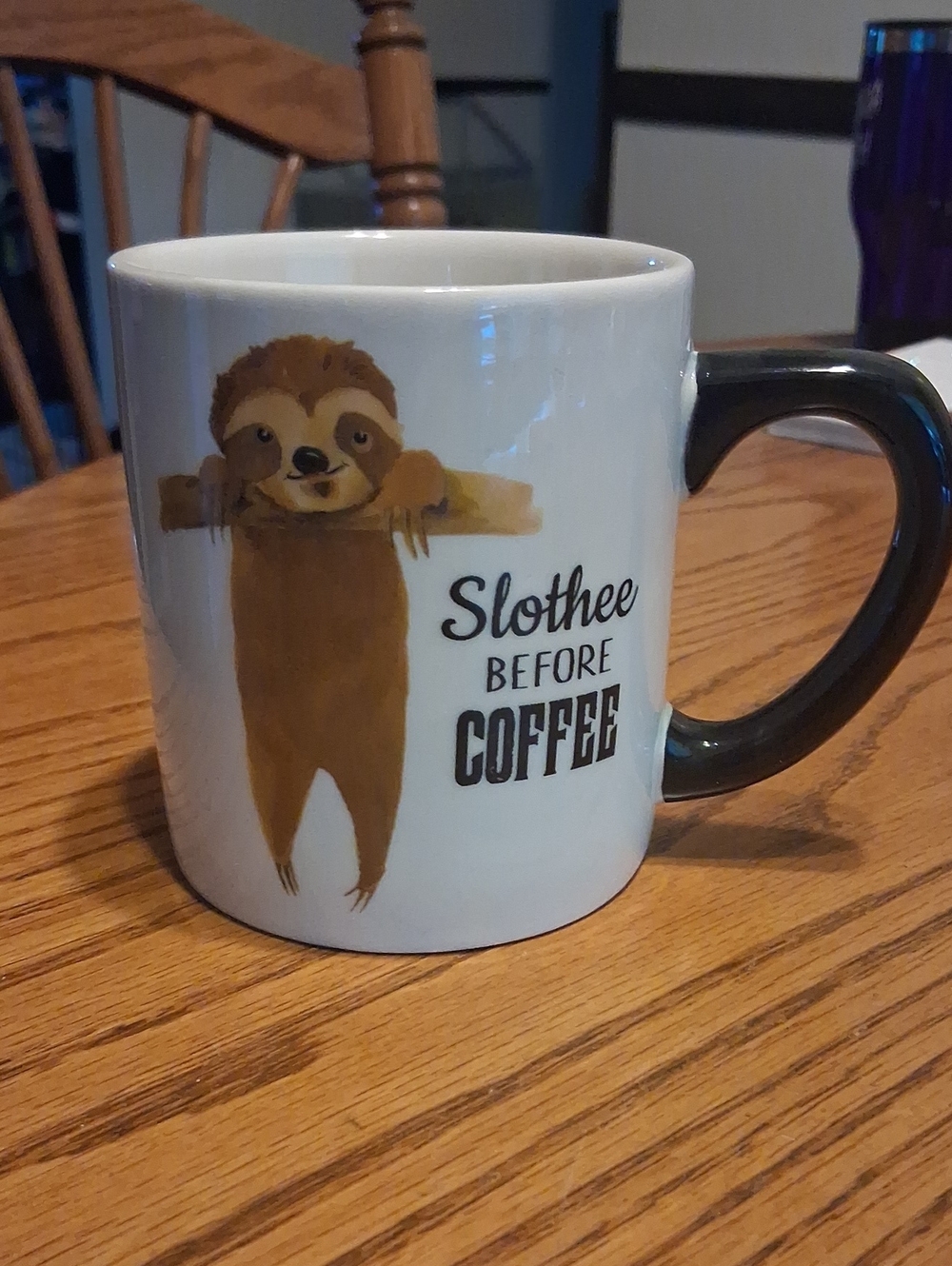 GANZ White Ceramic Mug with Brown Sloth Illustration and Black Handle